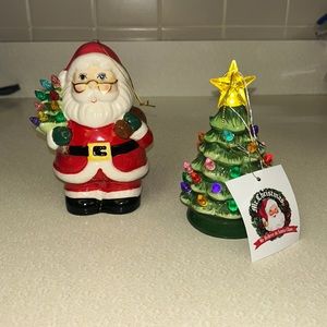 Mr. Christmas Lighted Ornament Duo Santa Claus & Christmas Tree
